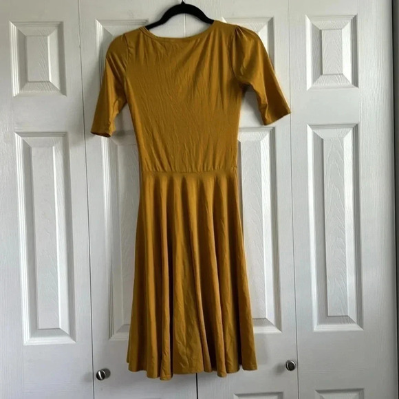 LuLaRoe Mustard Yellow Skater Dress Fit & Flare size XXS - Picture 4 of 4